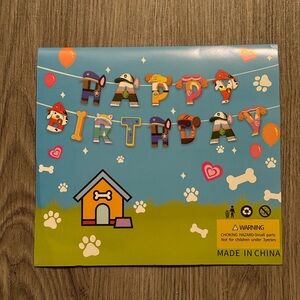 Paw Patrol Happy Birthday Banner - Blue, Orange, Pink